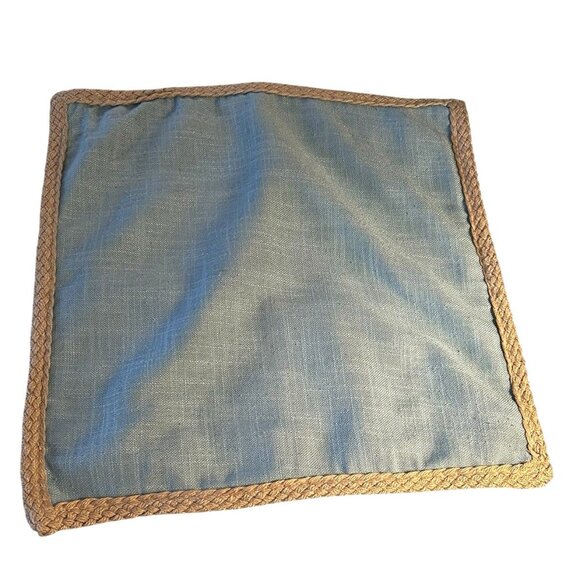 Stratford Home Throw Pillow Covers Braided Jute Trim Sea Foam Green Gray Coastal - Picture 2 of 7